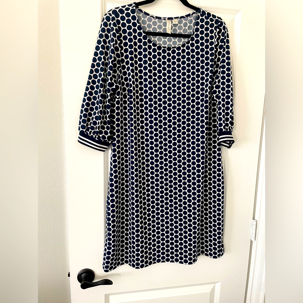 Tacera blue polka dot dress